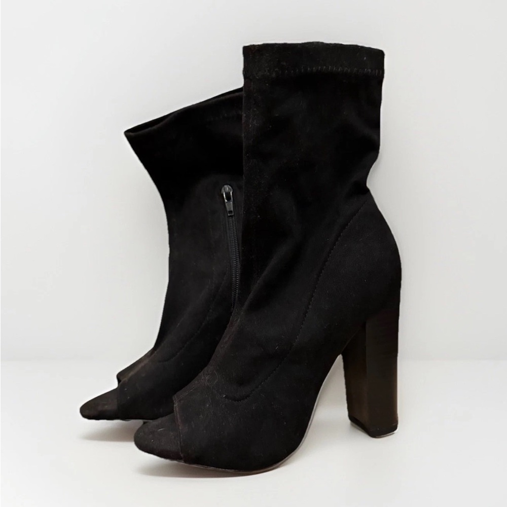 Women's Black Ankle Boots with Peep-toe (BRAND NEW, size 6)